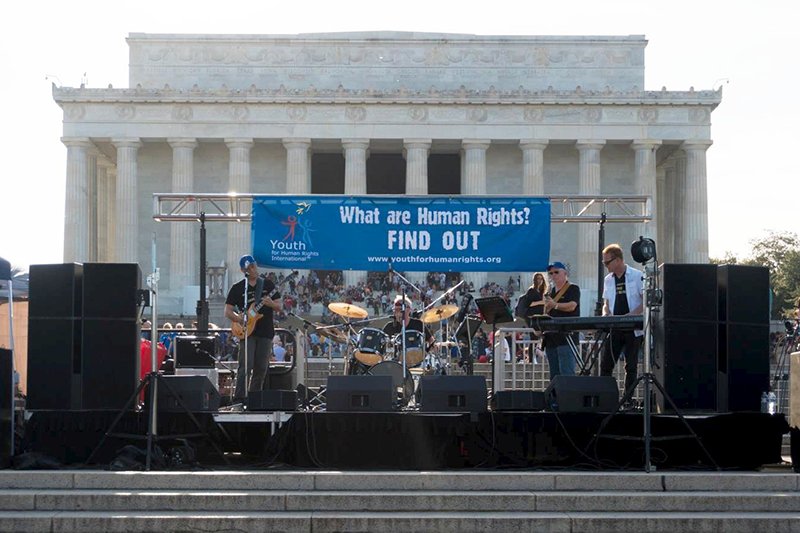 Youth for Human Rights rock concert in front of the Lincoln Memorial on the Washington Mall.