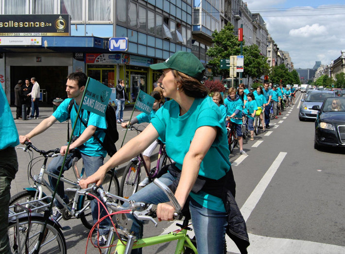 Belgian Scientologists stage drug prevention and awareness activities such as this bike ride through the heart of Brussels.