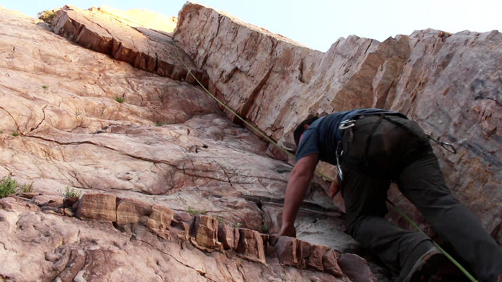 Scientologist Dallas Hunter rock climbing