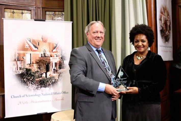 The Church of Scientology National Affairs Office presented its annual humanitarian award to Ms. Cynthia Roseberry, Project Manager for Clemency Project 2014 and member of the Charles Colson Task Force on Federal Corrections. 