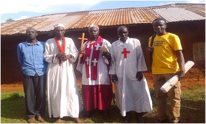 Christian ministers and Scientology Volunteer Minister at the Masanga Holy Spirit church in Kisii, Kenya
