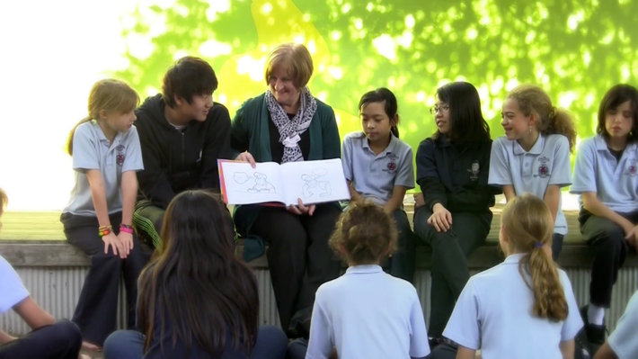 Sydney Scientologist Fiona Milne with school kids