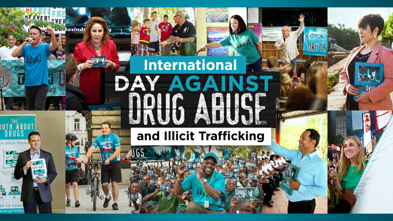 A montage of the drug prevention advocates featured on Voices for Humanity on the Scientology Netword on World Drug Day