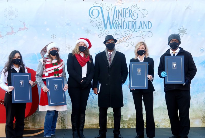 Councilman Brandon Ellington presented the Church with a proclamation to thank them for creating Winter Wonderland for KC children and for all their outreach since the pandemic began.