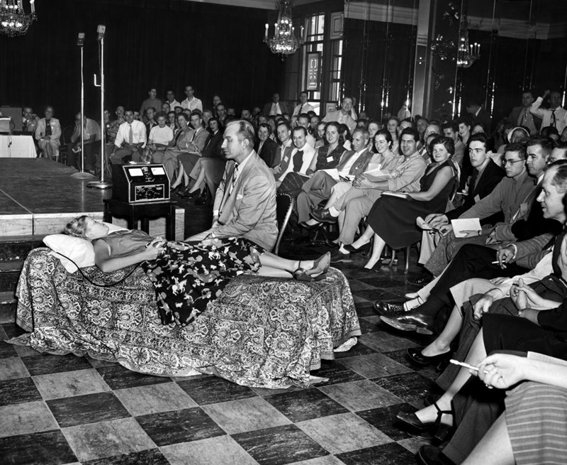 L Ron Hubbard presenting his research to students in Phoenix in 1952