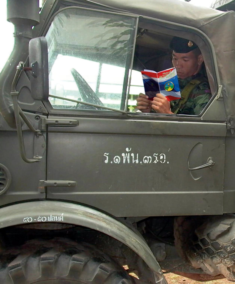 To help defuse political unrest, volunteers distributed 150,000 copies of <em>The Way to Happiness</em> including 22,000 copies to troops of the Royal Thai Army.