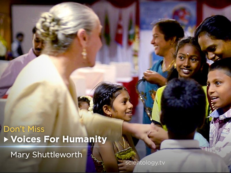 Youth for Human Rights founder and president Mary Shuttleworth is featured in an episode of Voices for Humanity on the Scientology Network.