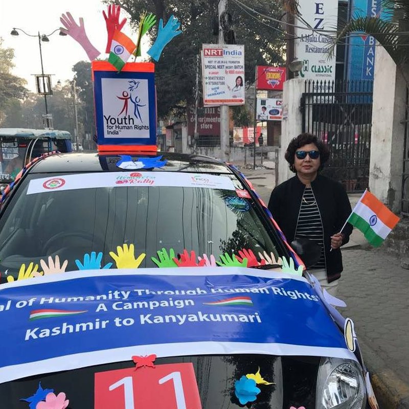 Youth for Human Rights India sponsored a car in the Women’s Car in support of the “Save the Girl Child” Campaign 