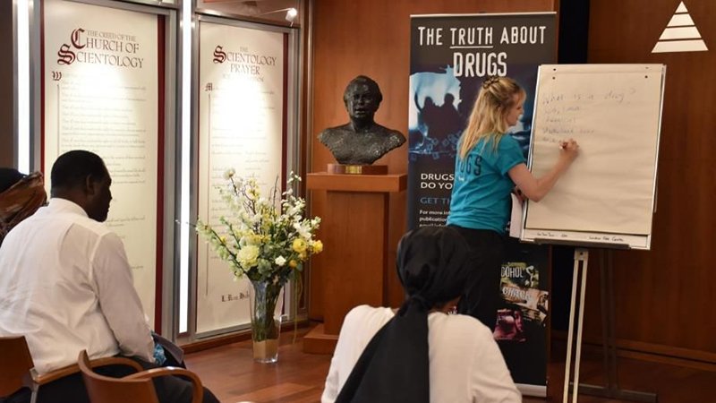 Church of Scientology London Director of Public Affairs delivers a workshop for community leaders on the Truth About Drugs program.