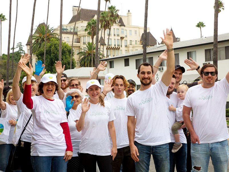 Volunteers gathered at the Church of Scientology to set out on their monthly Hollywood cleanup.